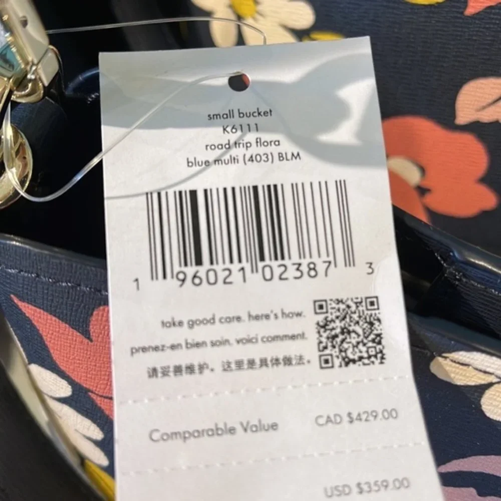 Kate Spade Darcy Small Bucket Bag Road Trip Floral Blue Multi